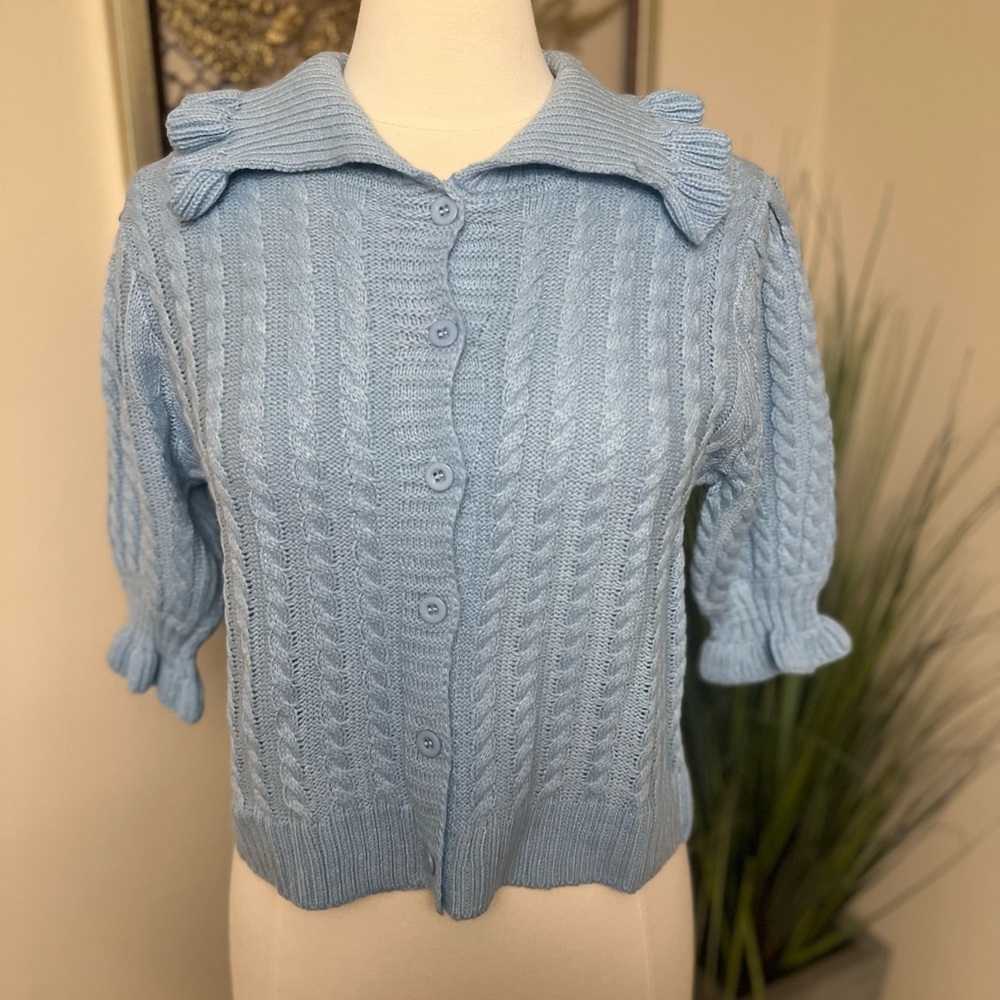 ME Makeover Essentials Sky Blue Button-Up Cardigan